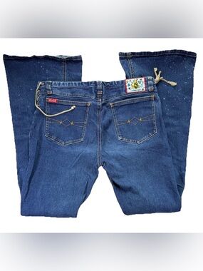 Vintage Mudd Side Tie Flare Low Rise Jeans Size 11 Denim Y2K Couture Deadstock